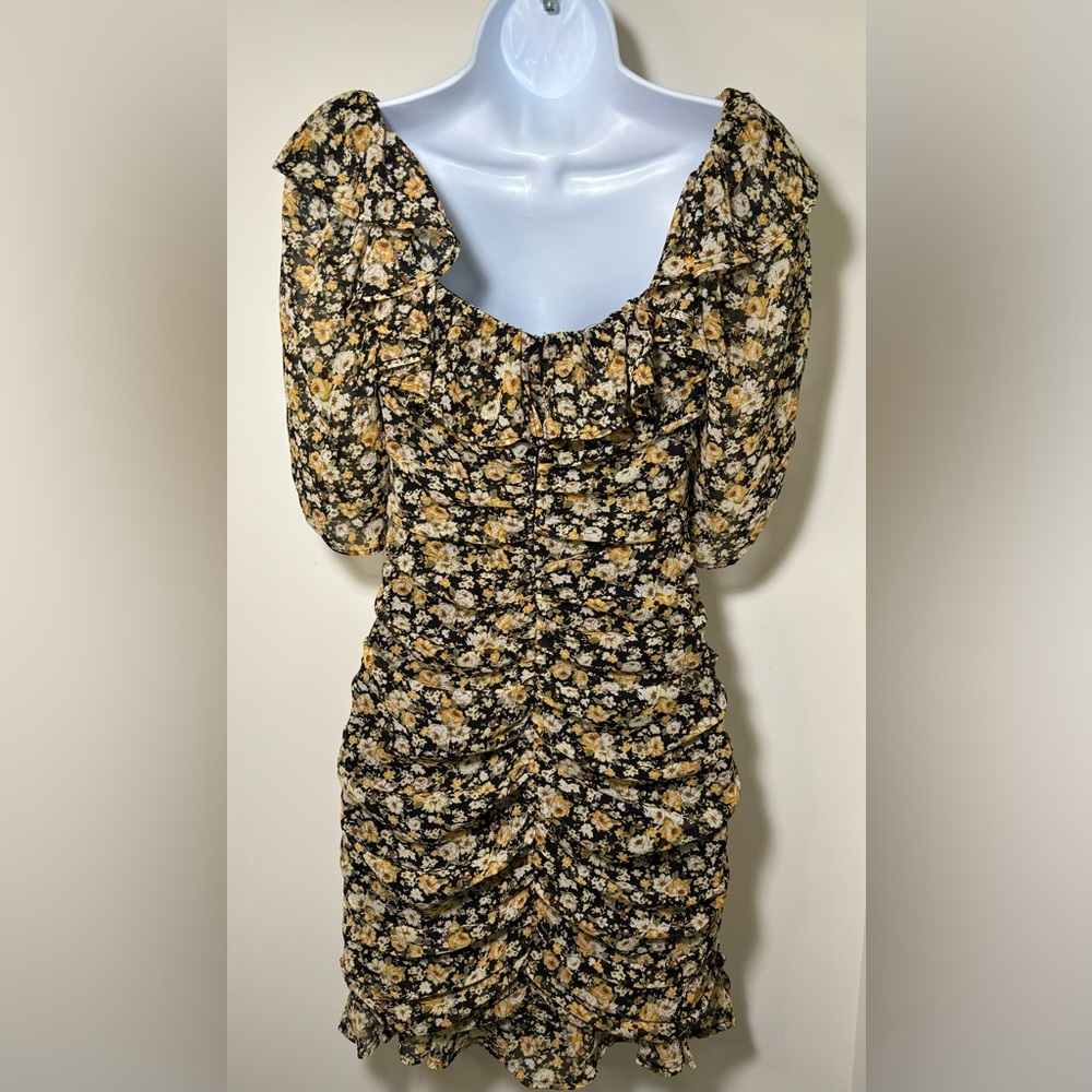 Astr The Label Ruffle Neck Ruched Mini Dress, Size XS - Picture 5 of 8